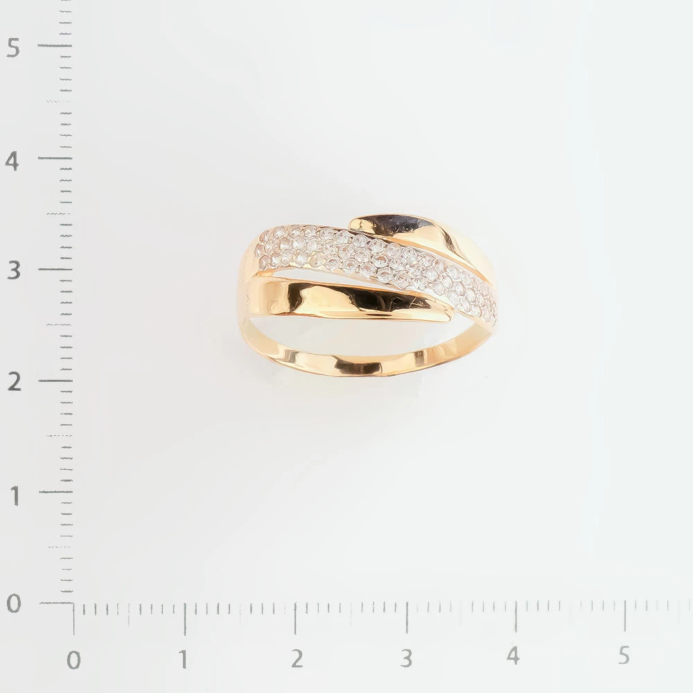 Кольцо с фианитом из красного золота 585 пробы