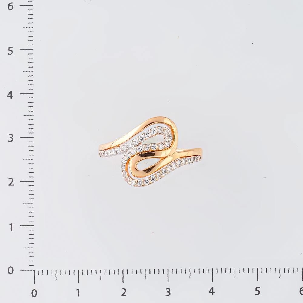 Кольцо с фианитом из красного золота 585 пробы