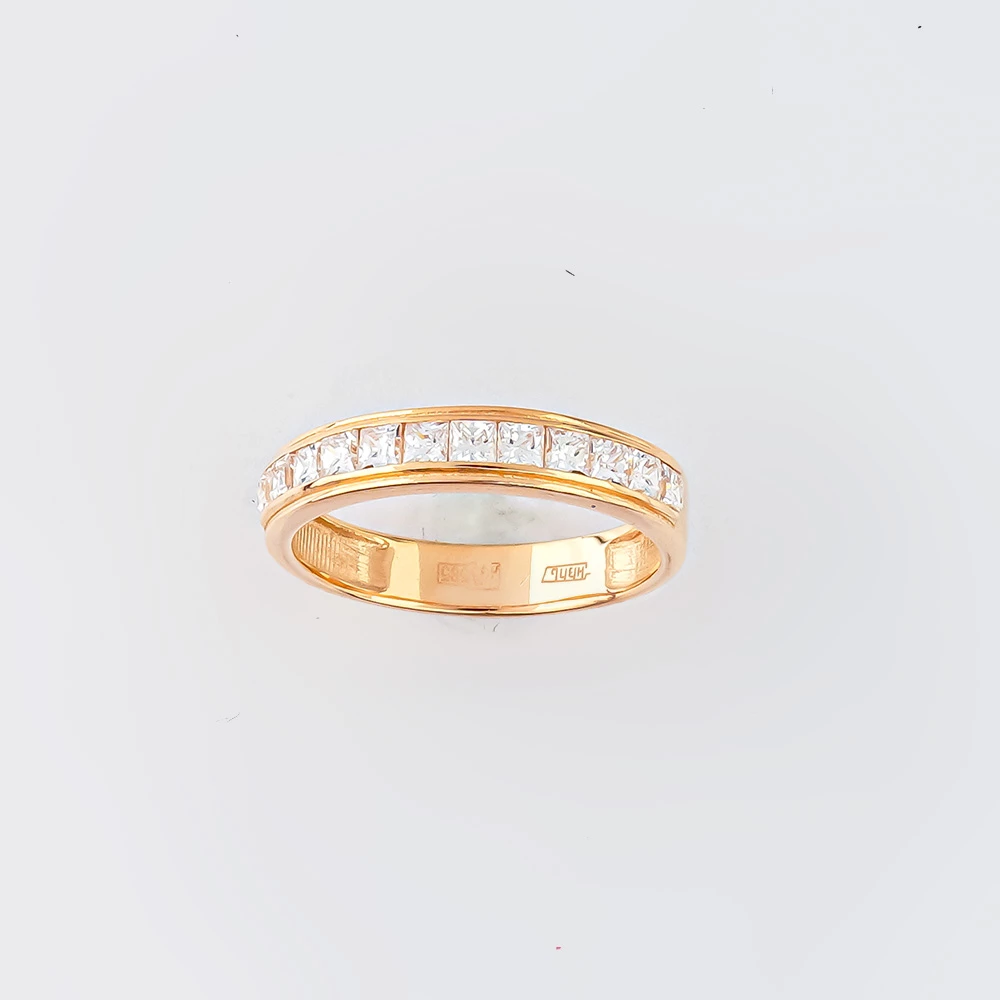 Кольцо с фианитом из красного золота 585 пробы