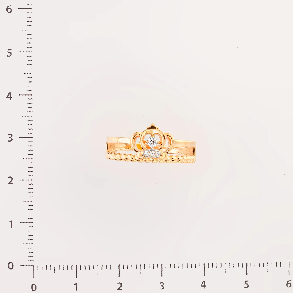 Кольцо с фианитом из красного золота 585 пробы