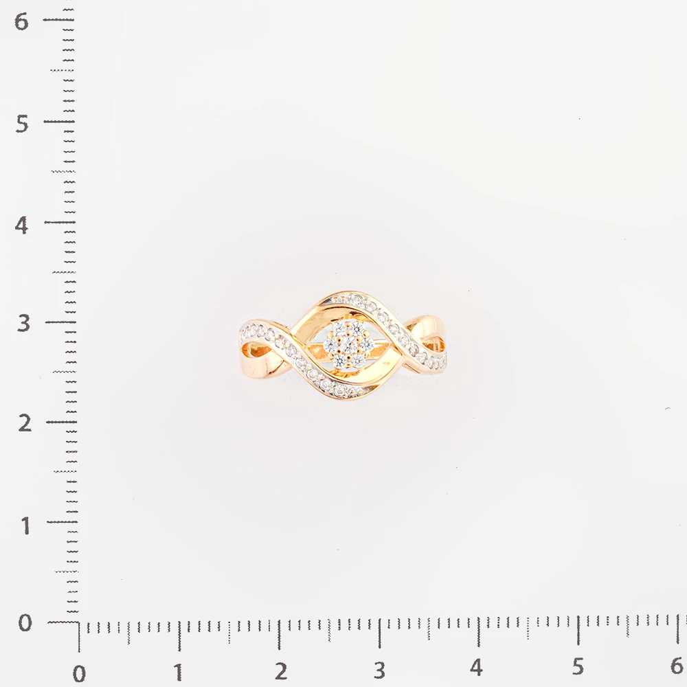 Кольцо с фианитом из красного золота 585 пробы