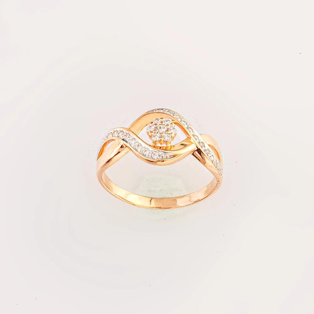 Кольцо с фианитом из красного золота 585 пробы