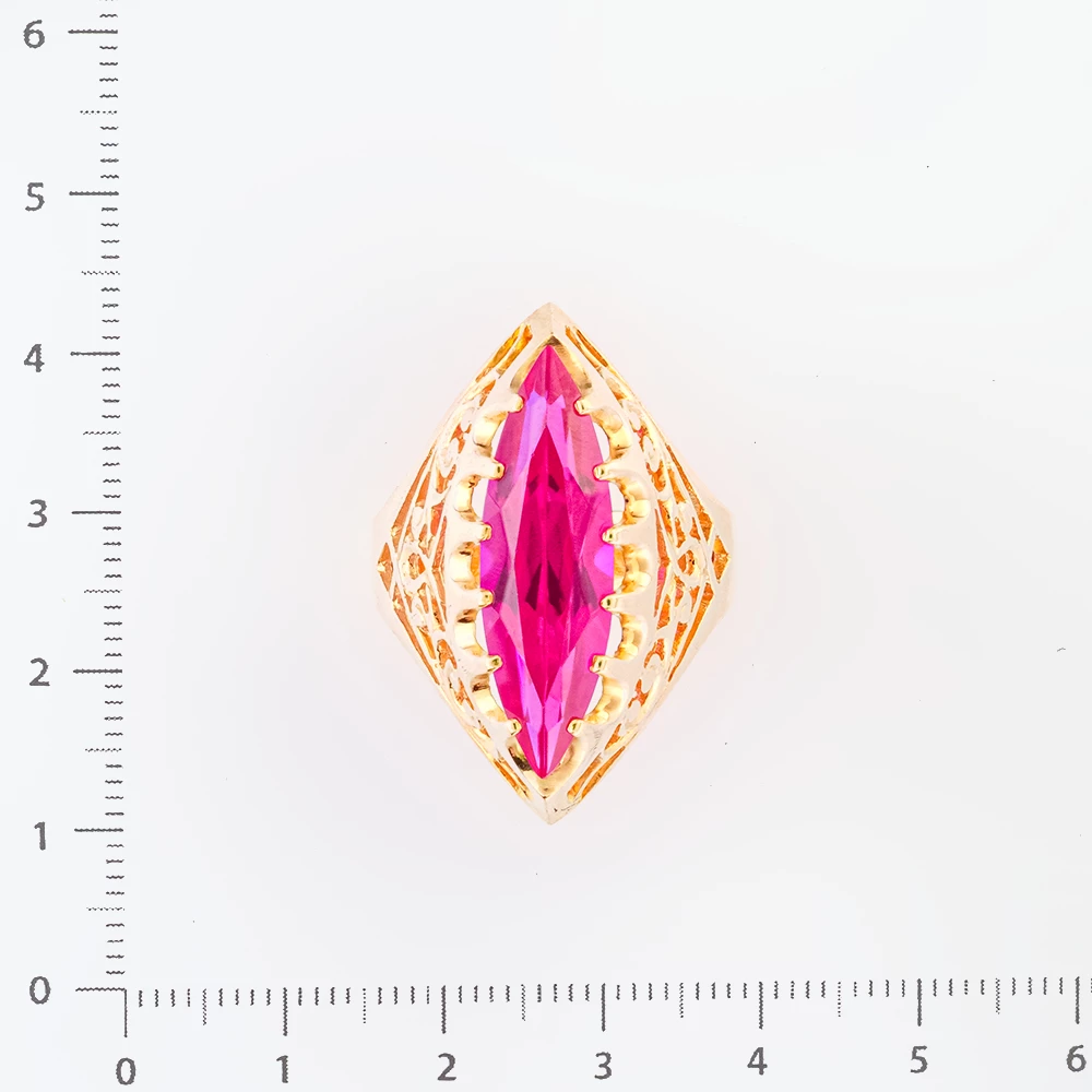 Кольцо с фианитом из красного золота 583 пробы