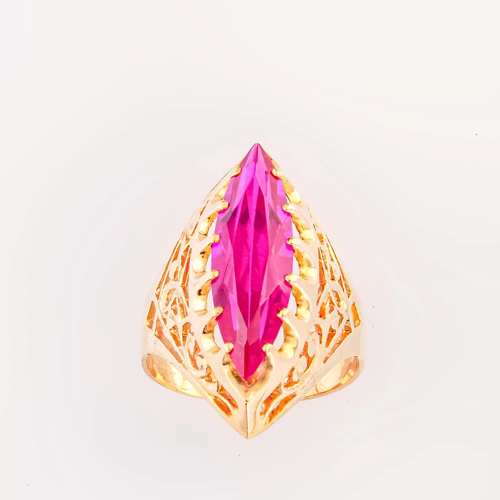 Кольцо с фианитом из красного золота 583 пробы