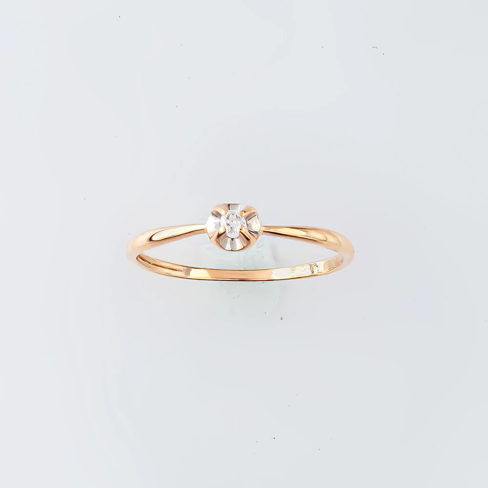 Кольцо с бриллиантом из красного золота 585 пробы