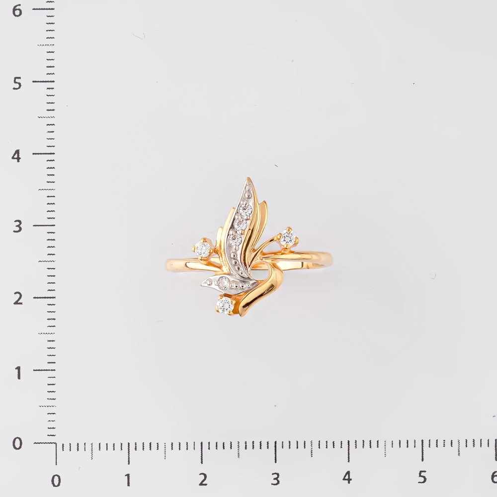 Кольцо с фианитом из красного золота 585 пробы