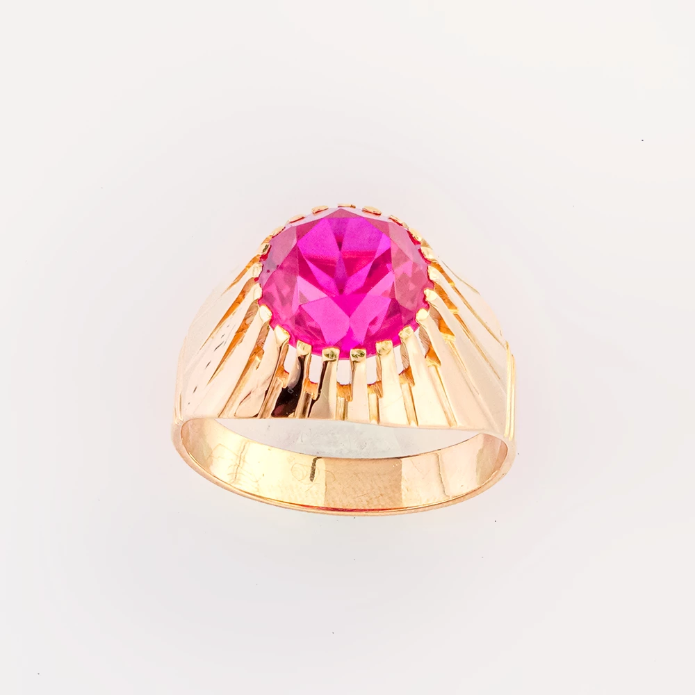 Кольцо с фианитом из красного золота 583 пробы