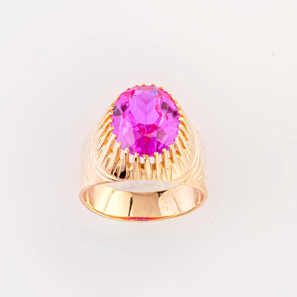 Кольцо с фианитом из красного золота 583 пробы