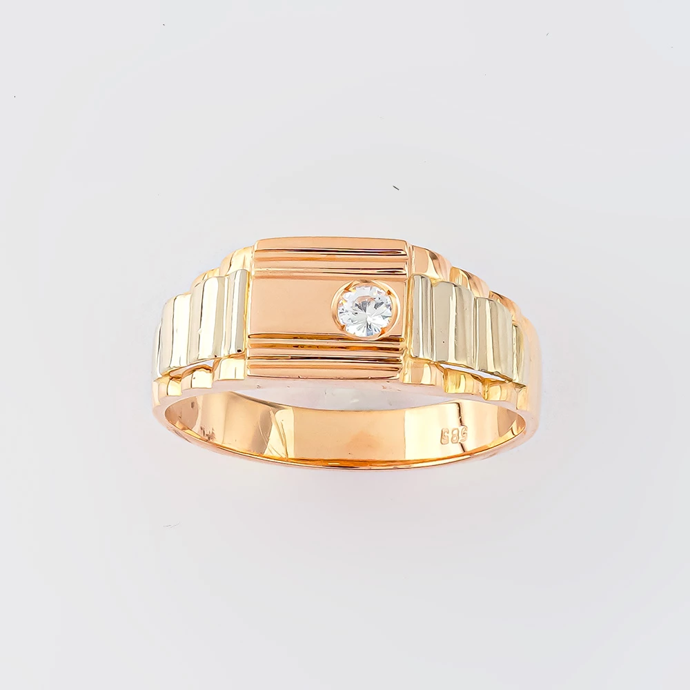 Кольцо с фианитом из красного золота 585 пробы