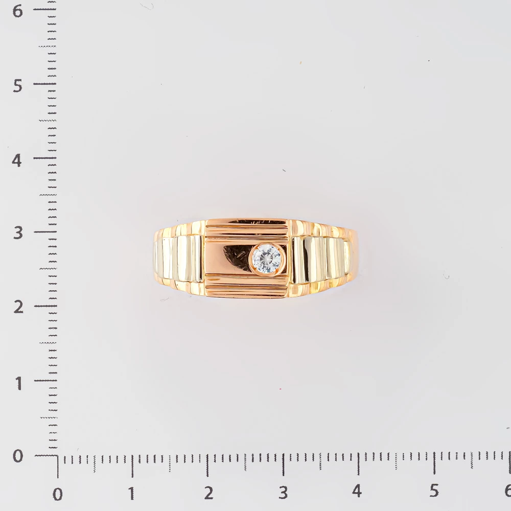 Кольцо с фианитом из красного золота 585 пробы