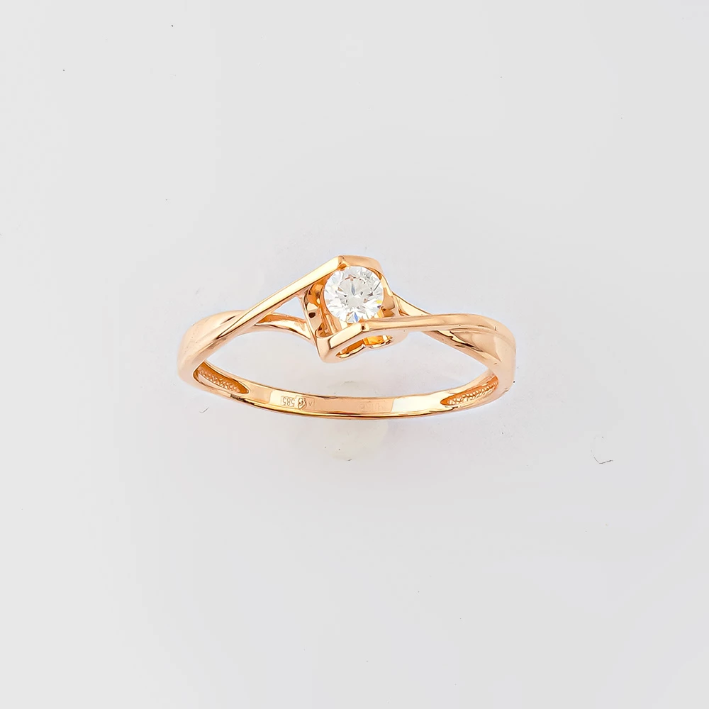 Кольцо с бриллиантом из красного золота 585 пробы