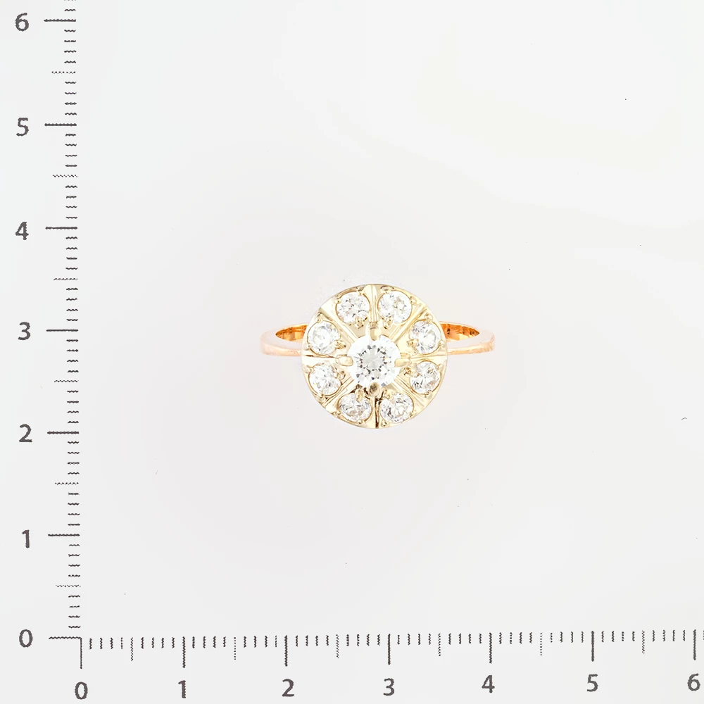 Кольцо с фианитом из красного золота 585 пробы