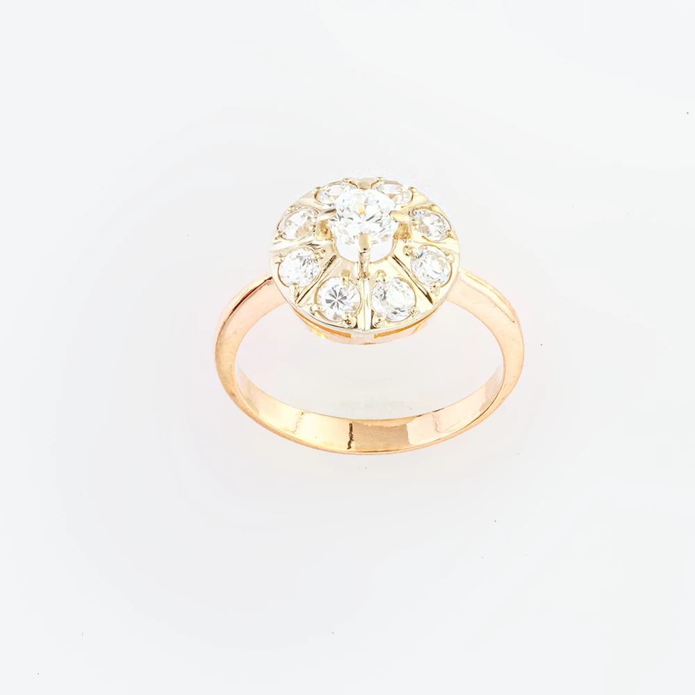 Кольцо с фианитом из красного золота 585 пробы