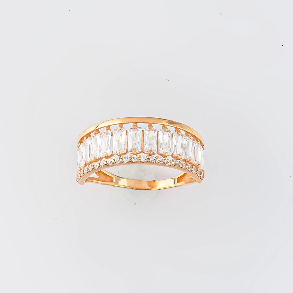 Кольцо с фианитом из красного золота 585 пробы