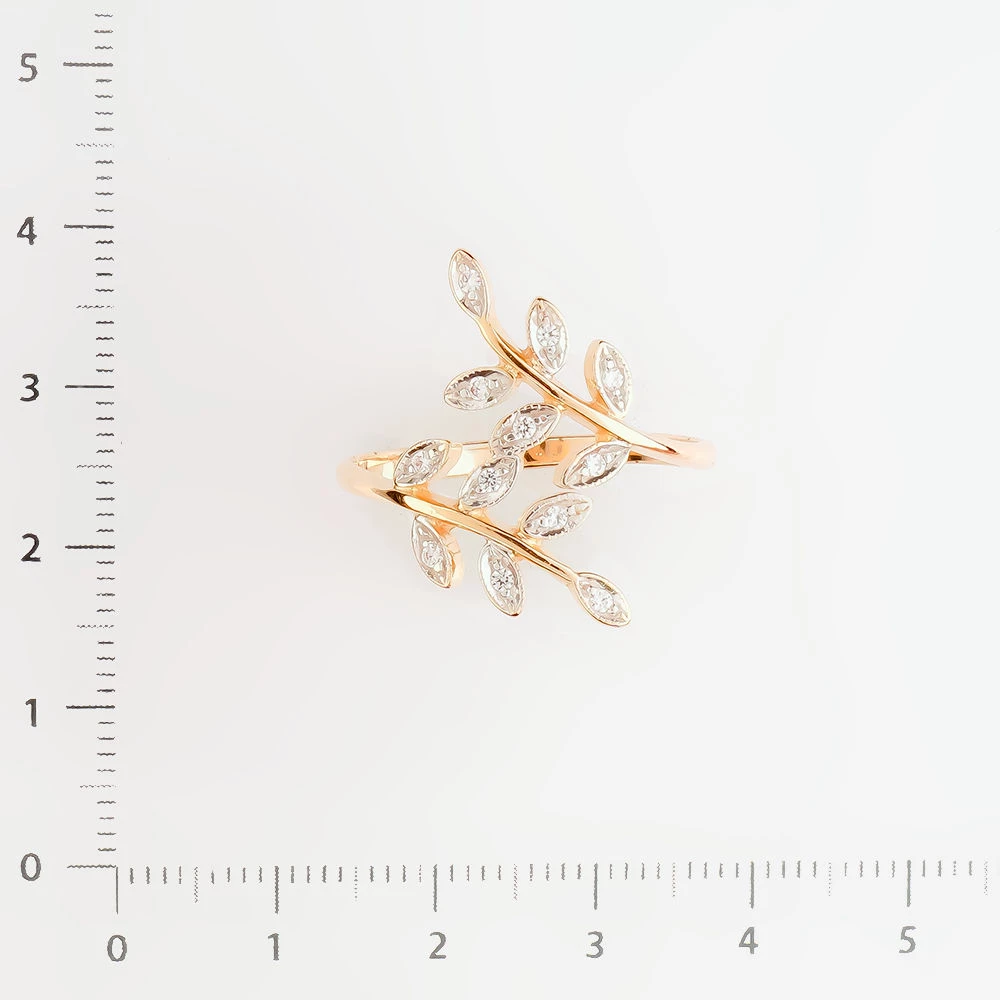 Кольцо с фианитом из красного золота 585 пробы