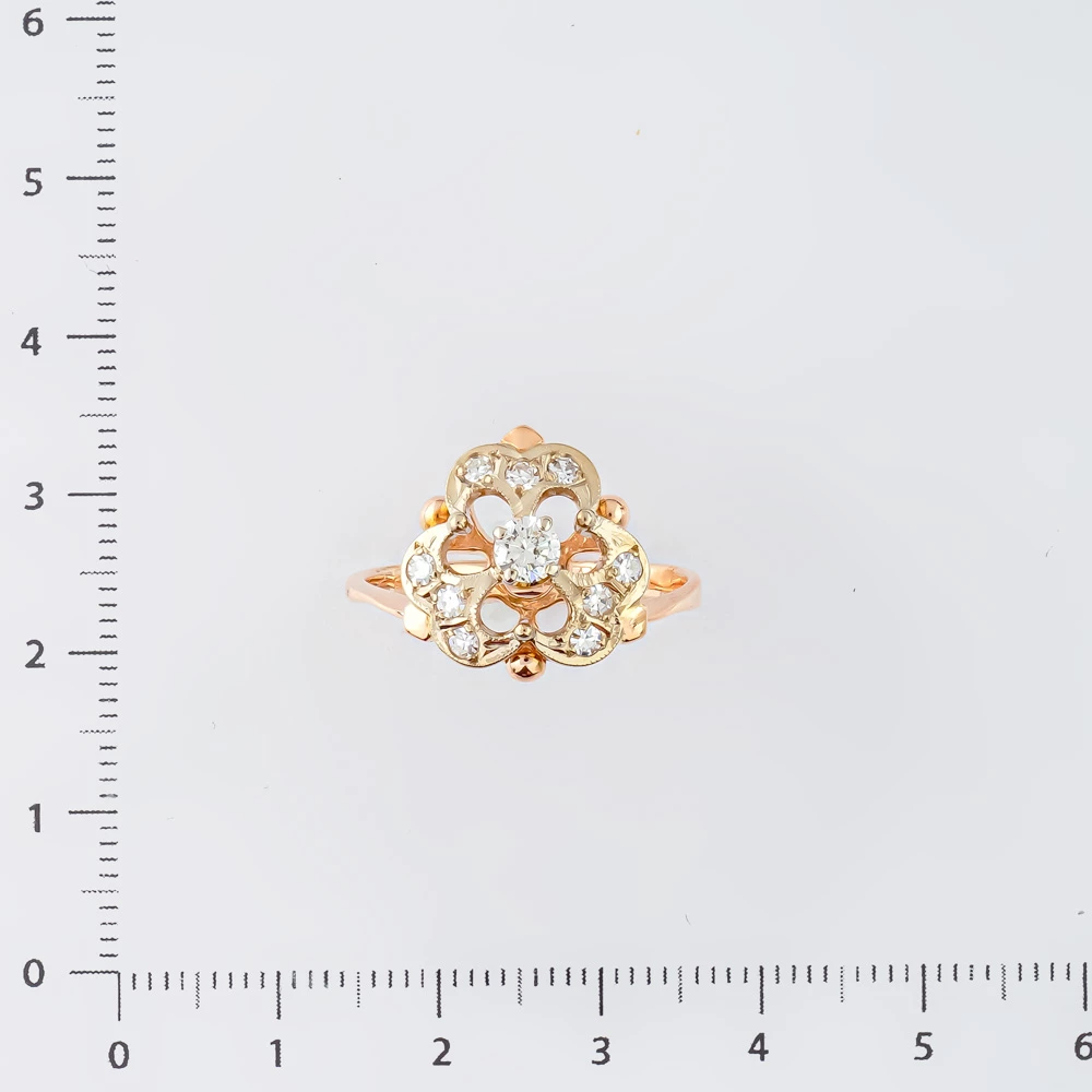 Кольцо с бриллиантом из красного золота 583 пробы