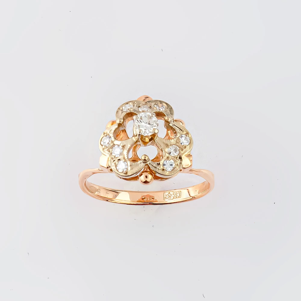 Кольцо с бриллиантом из красного золота 583 пробы