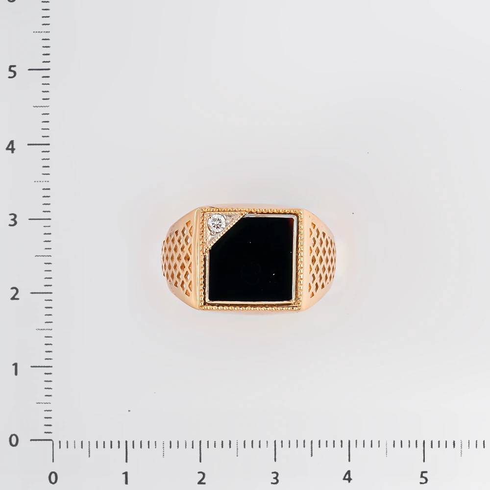 Кольцо с ониксом из красного золота 585 пробы