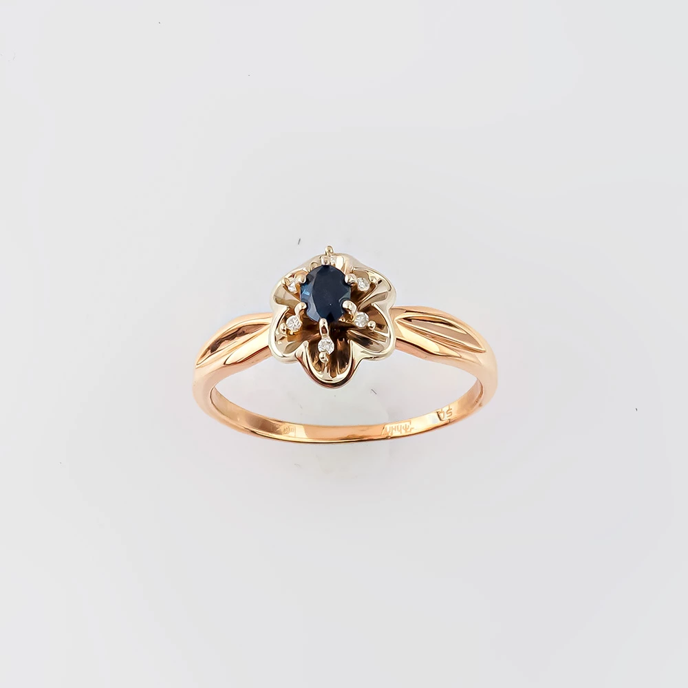 Кольцо с сапфиром из красного золота 585 пробы