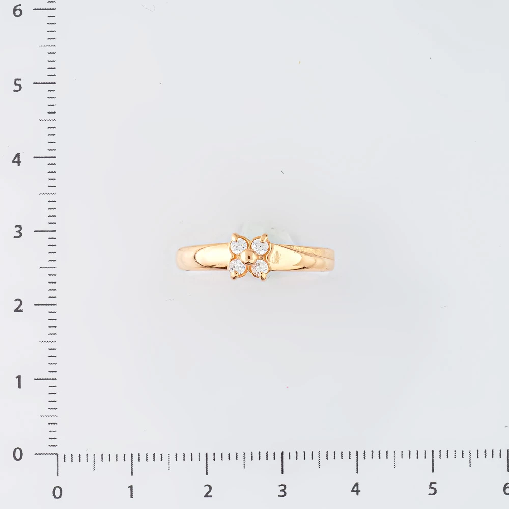 Кольцо с фианитом из красного золота 585 пробы