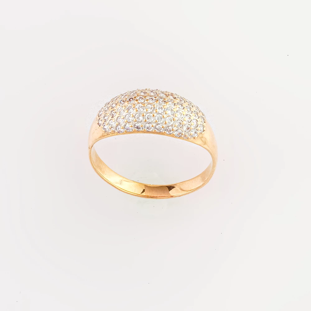 Кольцо с фианитом из красного золота 585 пробы