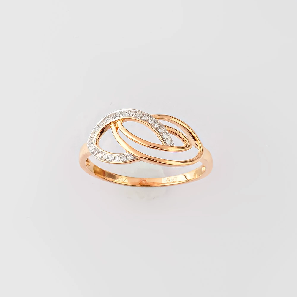 Кольцо с бриллиантом из красного золота 585 пробы