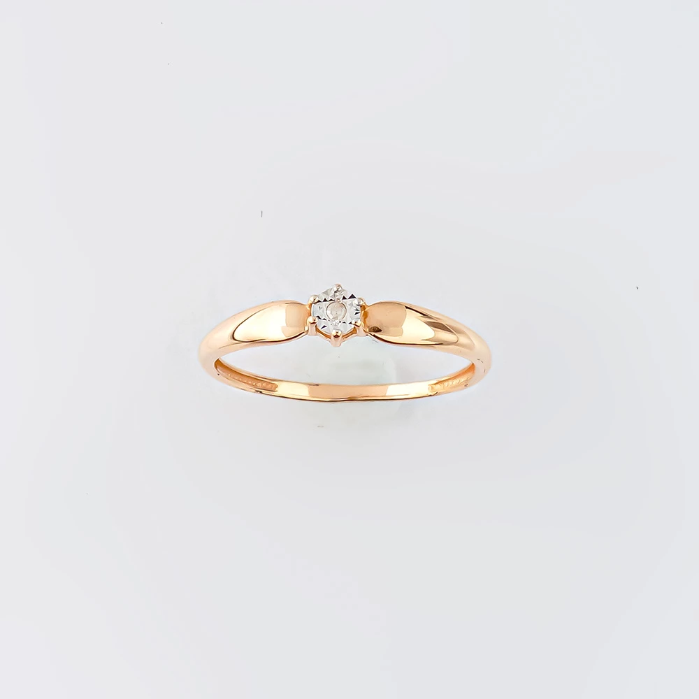 Кольцо с бриллиантом из красного золота 585 пробы