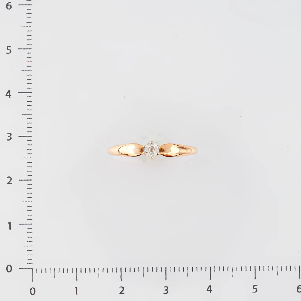 Кольцо с бриллиантом из красного золота 585 пробы