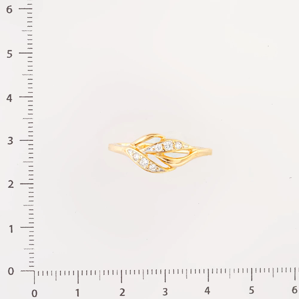 Кольцо с фианитом из красного золота 585 пробы