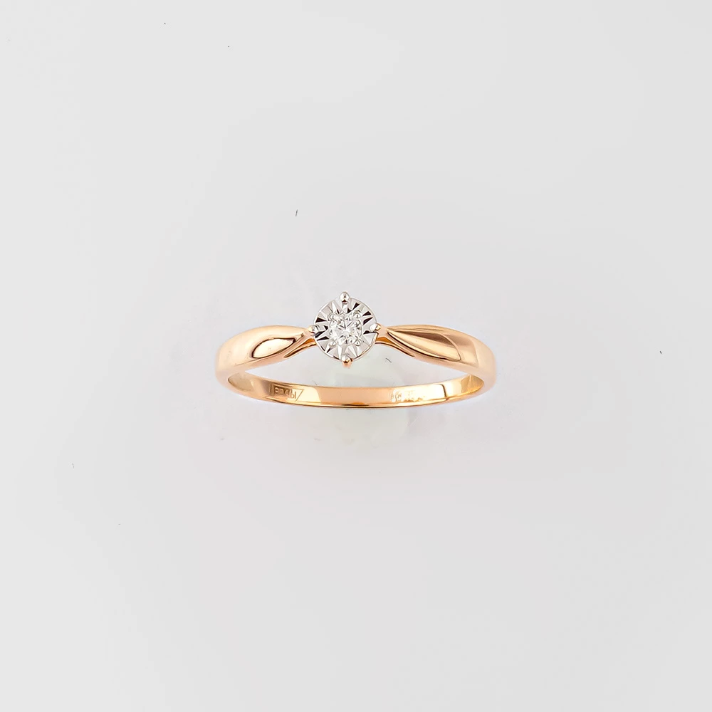 Кольцо с бриллиантом из красного золота 585 пробы