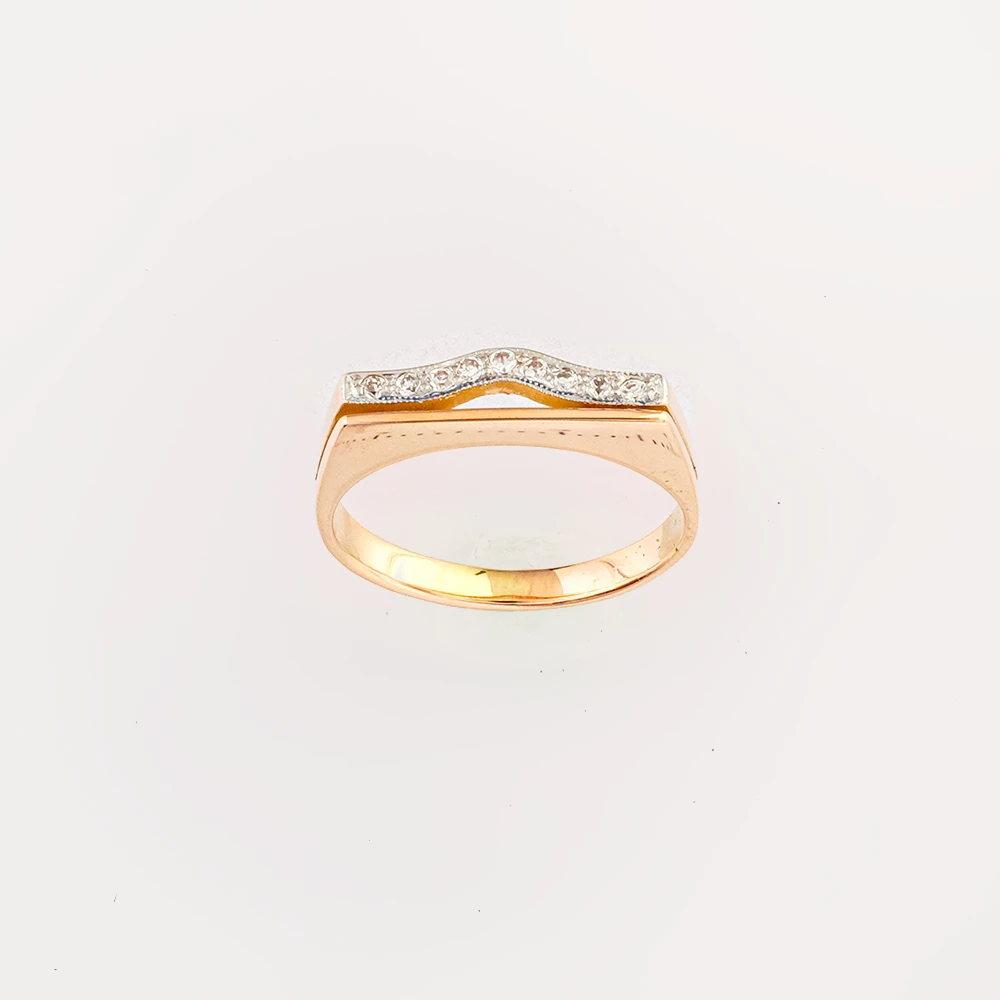 Кольцо с фианитом из красного золота 585 пробы