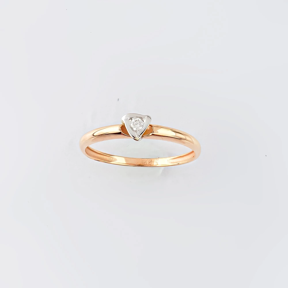 Кольцо с бриллиантом из красного золота 585 пробы