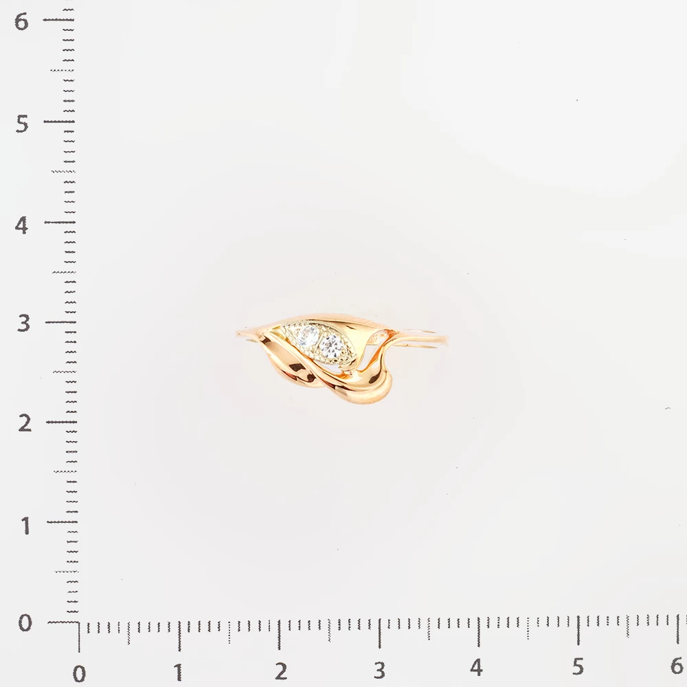 Кольцо с фианитом из красного золота 585 пробы