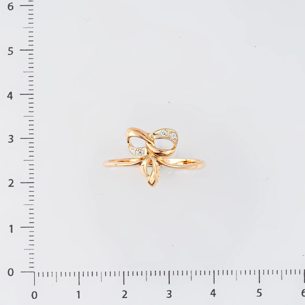 Кольцо с фианитом из красного золота 585 пробы