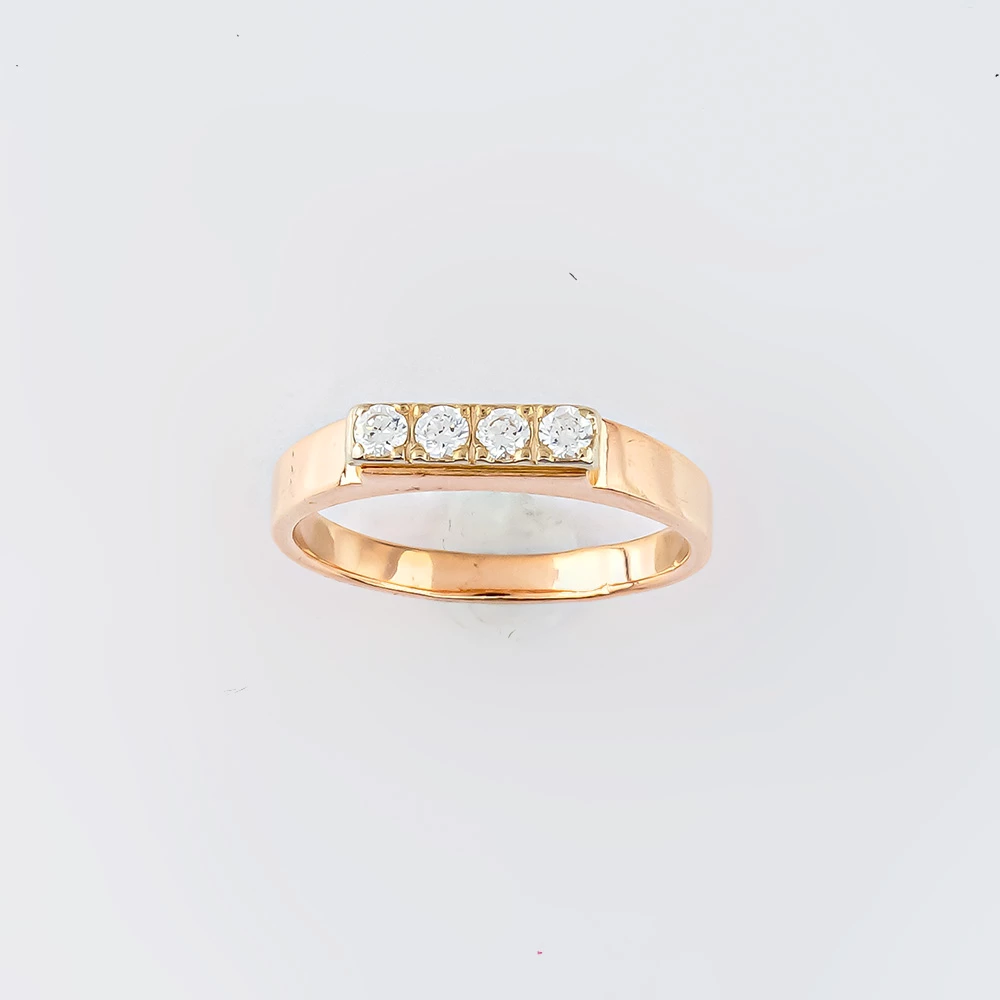 Кольцо с фианитом из красного золота 585 пробы