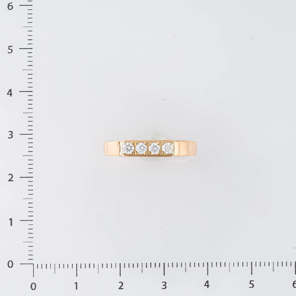 Кольцо с фианитом из красного золота 585 пробы