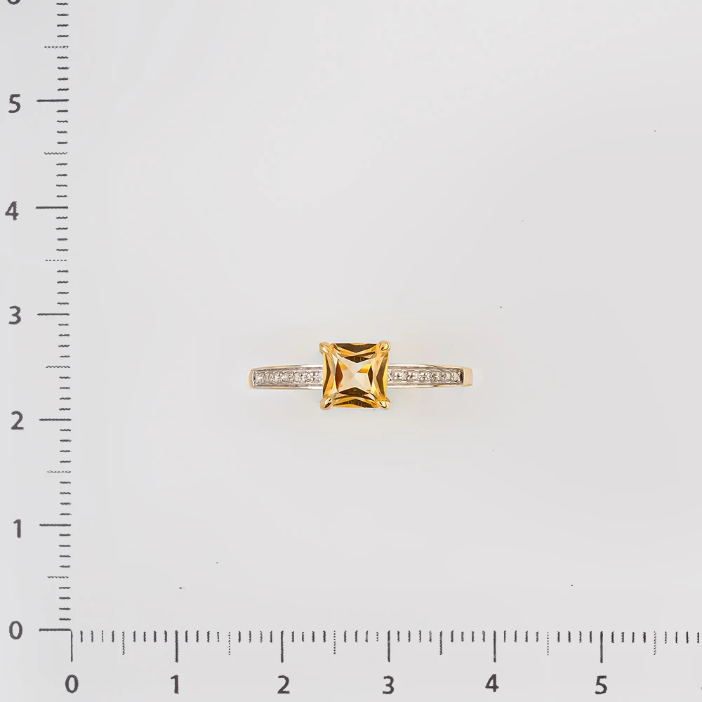 Кольцо с цитрином из желтого золота 585 пробы