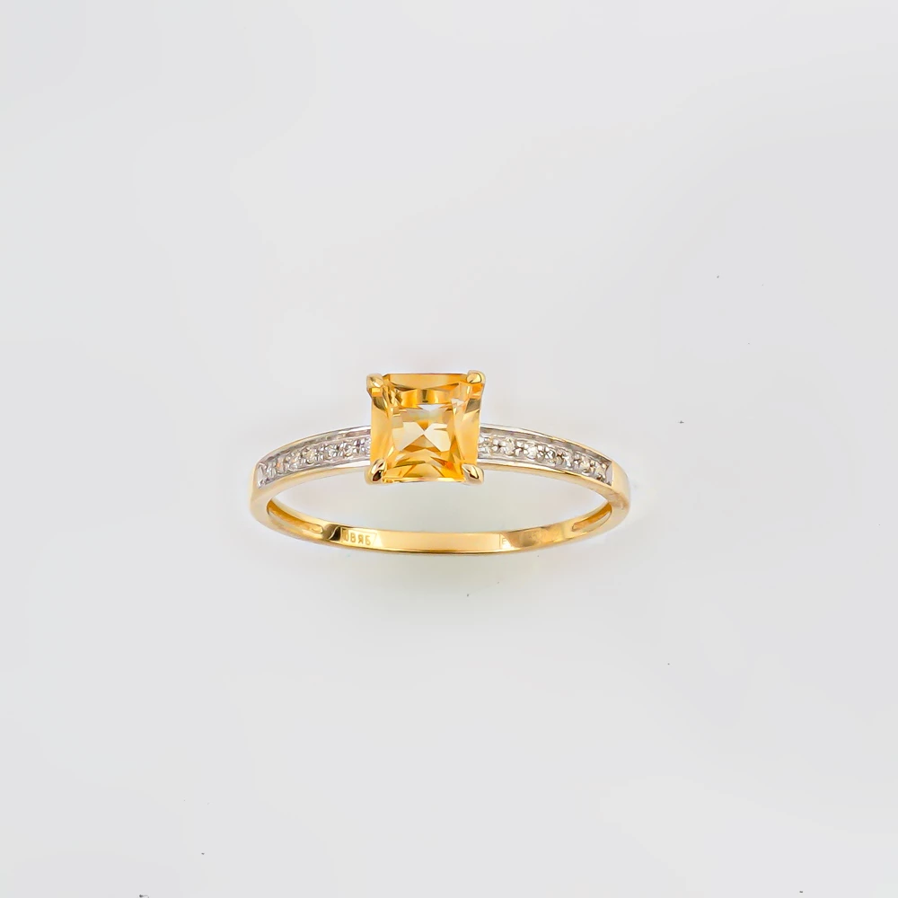 Кольцо с цитрином из желтого золота 585 пробы