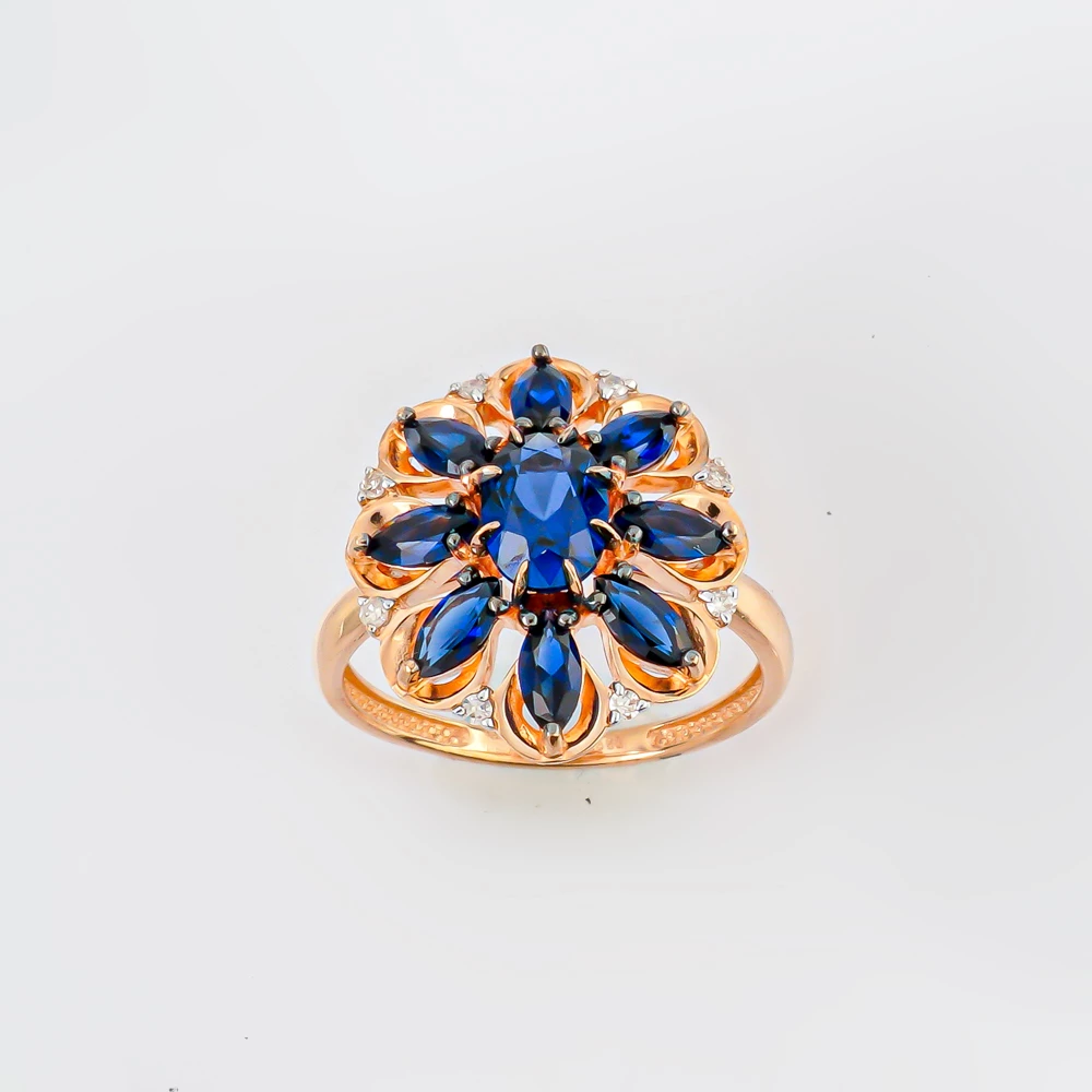 Кольцо с ситаллом из красного золота 585 пробы