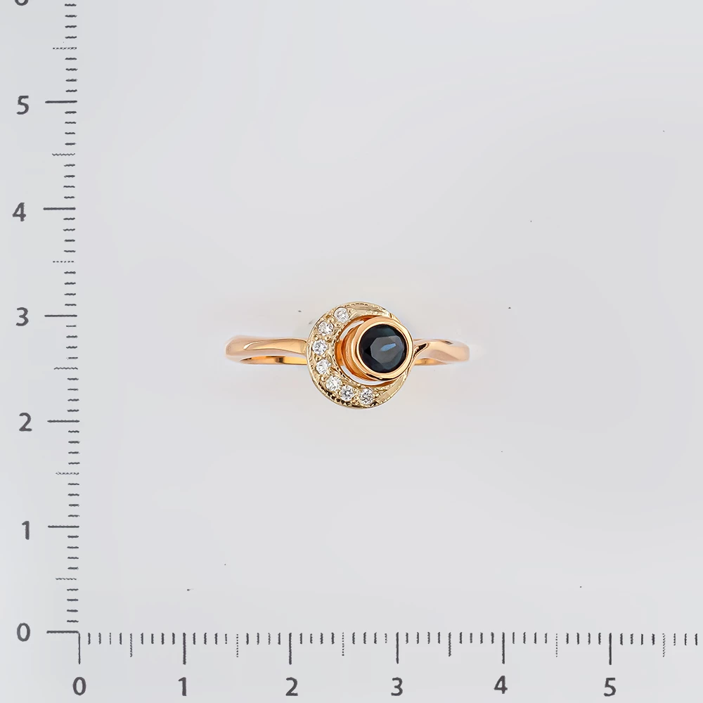 Кольцо с сапфиром синтетическим из красного золота 585 пробы