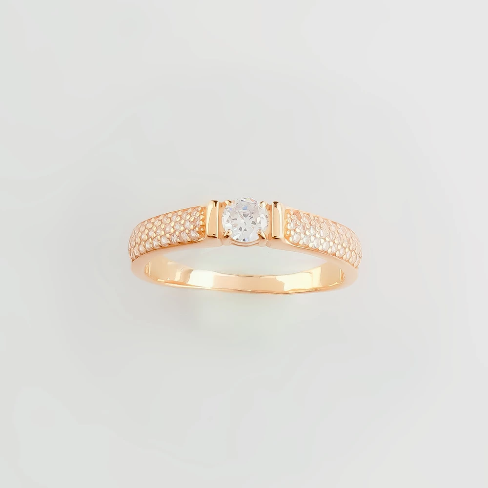 Кольцо с фианитом из красного золота 583 пробы