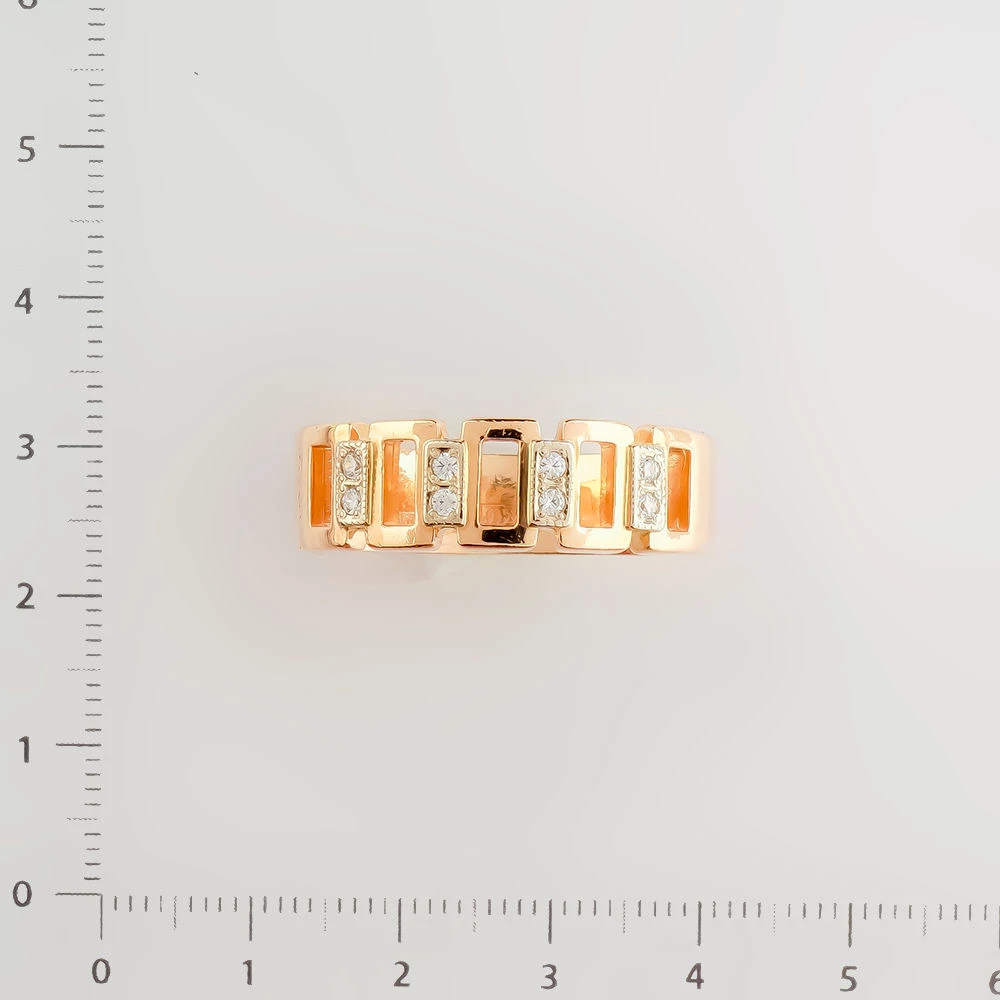 Кольцо с фианитом из красного золота 585 пробы