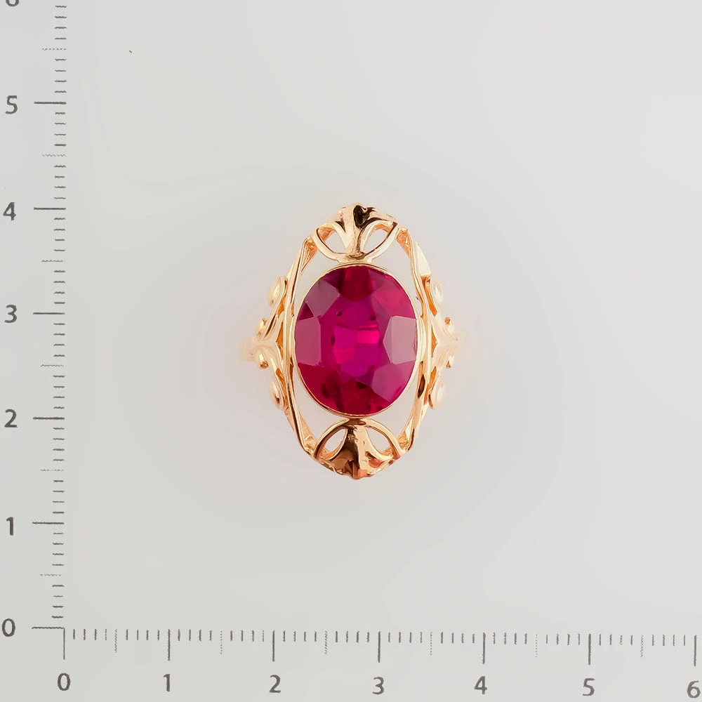 Кольцо с фианитом из красного золота 583 пробы