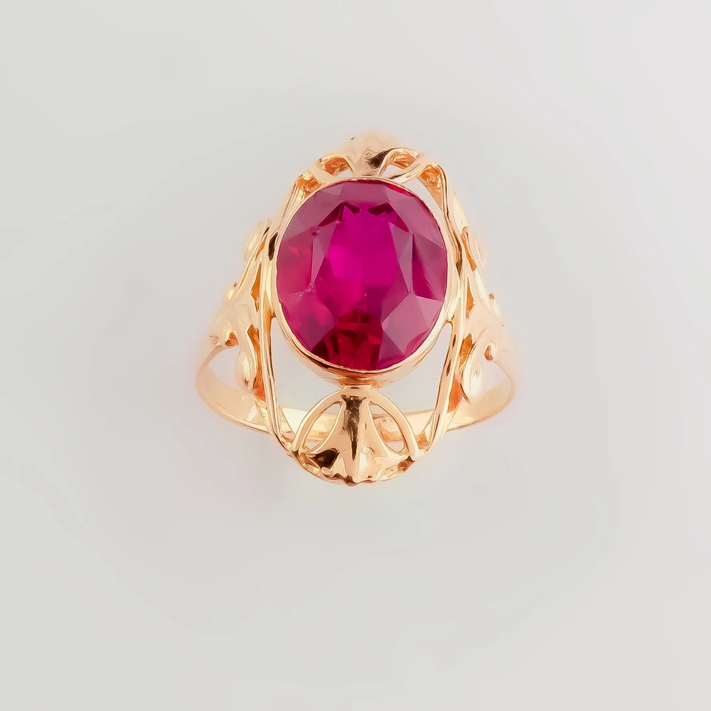 Кольцо с фианитом из красного золота 583 пробы