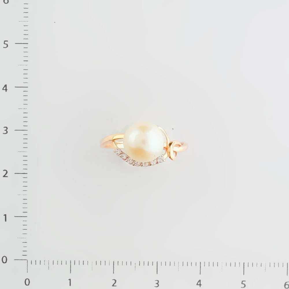 Кольцо с культивированным жемчугом из красного золота 585 пробы