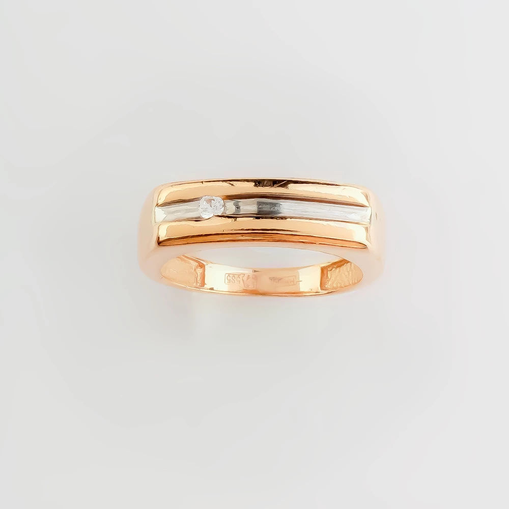 Кольцо с фианитом из красного золота 585 пробы