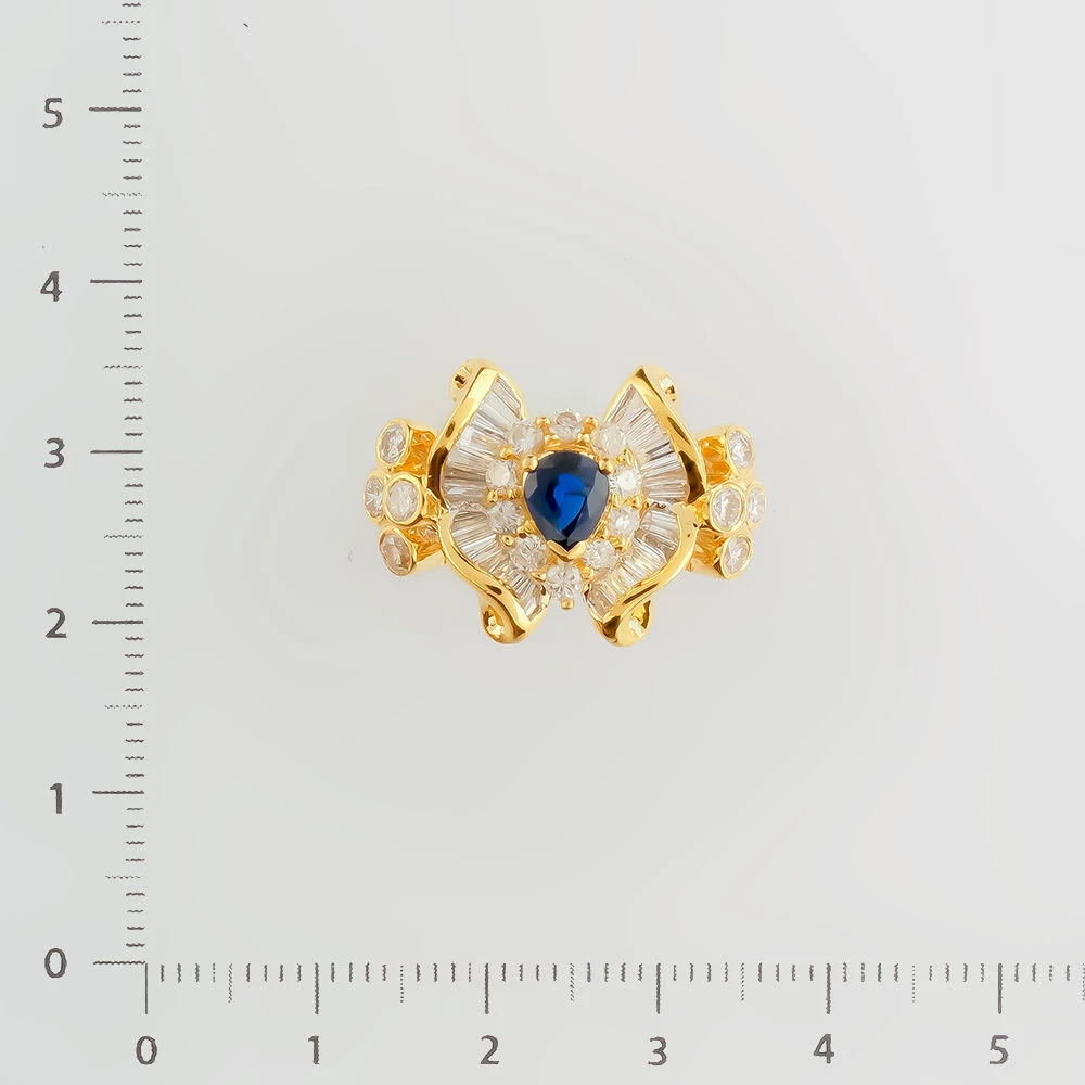 Кольцо с бриллиантом из желтого золота 750 пробы