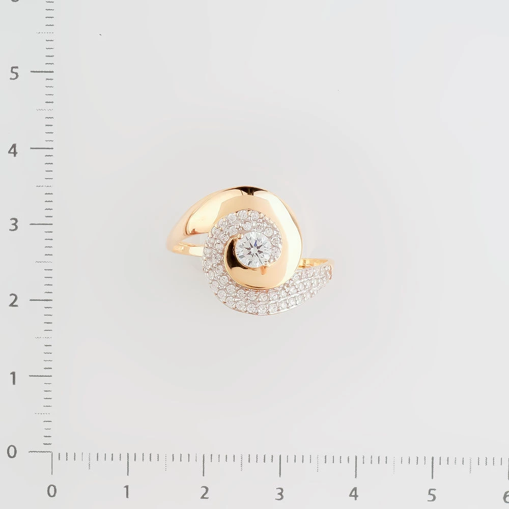 Кольцо с фианитом из красного золота 585 пробы