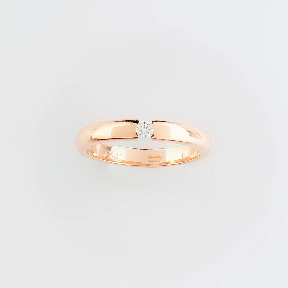 Кольцо с бриллиантом из красного золота 585 пробы