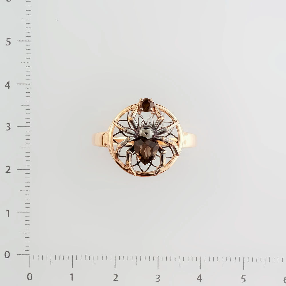 Кольцо с раух-топазом из красного золота 585 пробы